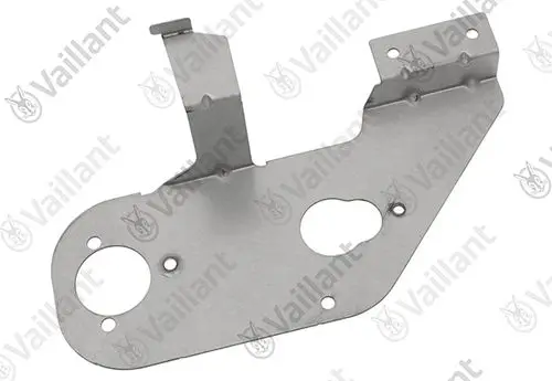 Vaillant Halter für eine Heizungspumpe, aus Metall, mit mehreren Öffnungen und einer Halterung; zeigt verschiedene Montagepunkte.